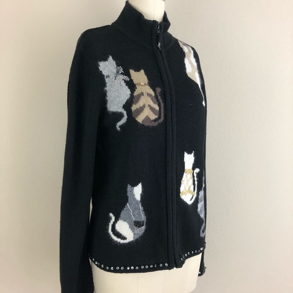 Coldwater Creek Embroidered Cat Cardigan - Picture 3 of 8